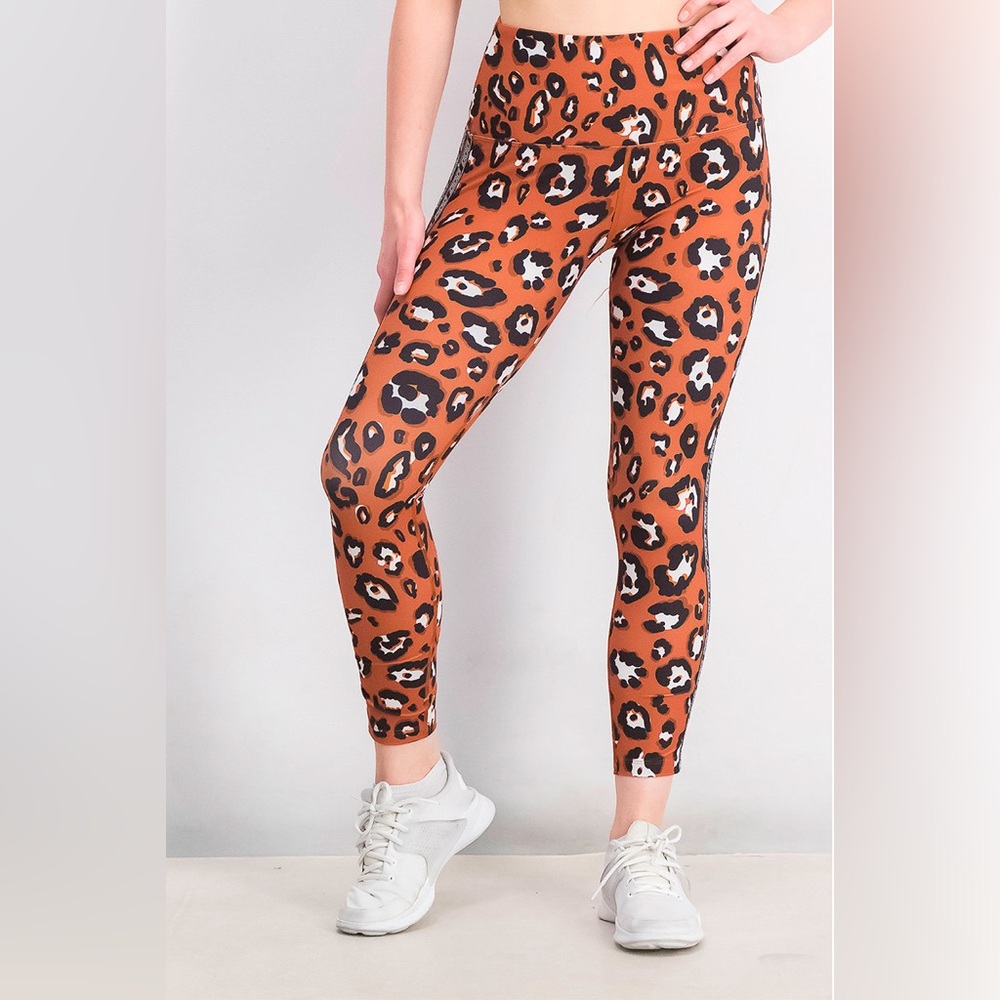 Lorna Jane Women Sports Fit Wild Cat Core Ankle Biter Tight, Brown, Size Large.